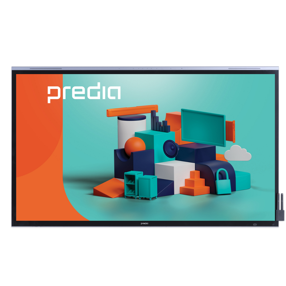 Predia Touch Base 65” Zero delay AI Infrared multi-scan Touch technology with Palm rejection – OPS Slot – Build-in front facing soundbar including subwoofer