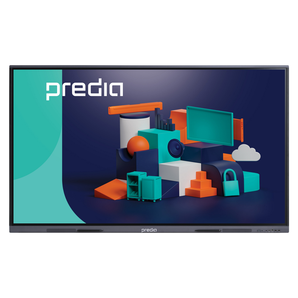 Predia Touch Base 65” Zero delay AI Infrared multi-scan Touch technology with Palm rejection – OPS Slot – Build-in front facing soundbar including subwoofer